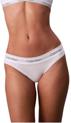 Image of Calvin Klein Women’s Bikini Briefs with Logo Waistband, White (White), S