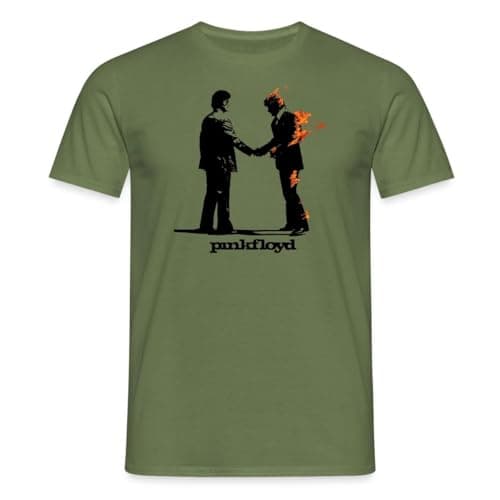 Image of Spreadshirt Pink Floyd Wish You were Here Abstract Artwork Men’s T-Shirt, XL, Military Green