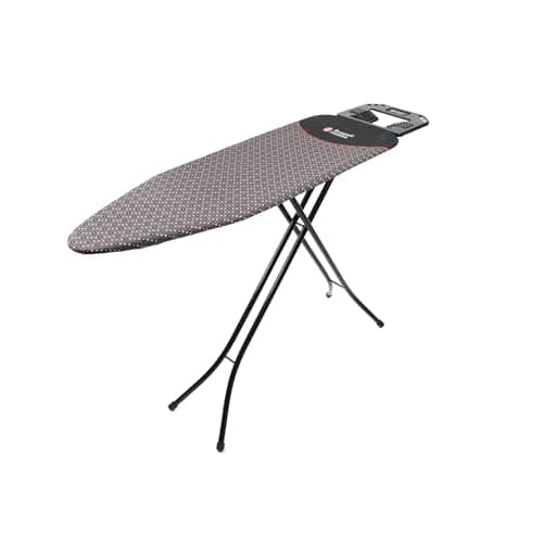 Image of Russell Hobbs LA043153BLK Geo Folding Ironing Board with Jumbo Iron Rest, Adjustable Height, Non-Slip Plastic Feet, Collapsible Ironing Table for Left & Right-Handed Use, 122 x 38cm, Geometric Pattern