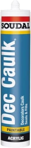 Image of Soudal Decorators Caulk Sealant Painters General Purpose Acrylic Polymer Based Gap Filler White Size 300ml, Solvent Free, Virtually Odourless, Colourfast, Waterproof After Curing, Flexible & Paintable