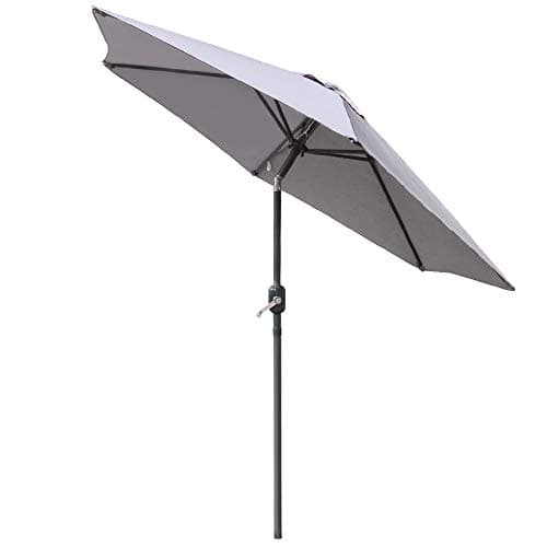 Image of Green Bay 2.5M Round Garden Parasol Umbrella Patio Outdoor Sun Shade Aluminium Crank Tilt Mechanism Grey