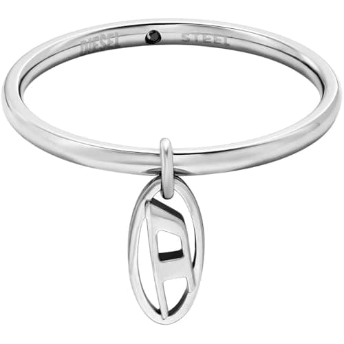 Image of Diesel Men's Stainless Steel Band Rings, 9, Silver tone