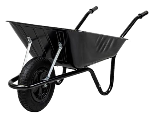 Image of Barrow in a Box Easiload 85L Black Wheelbarrow, The Walsall Wheelbarrow Company, Heavy Duty Steel Wheelbarrow with Pneumatic Tyre