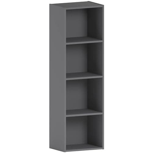 Image of Vida Designs Oxford 4 Tier Cube Bookcase, Grey Wooden Shelving Display Storage Unit Office Living Room Furniture