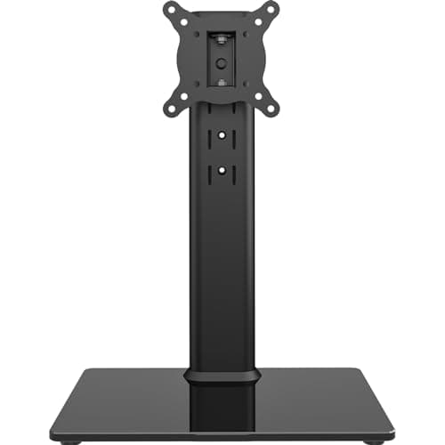 Image of Small Universal Swivel TV Stand/Base Table Top TV Stand for 13 to 32 inch TVs Screen, 4 Level Height Adjustable with Tempered Glass Base, VESA 50x50/100x100 mm,Holds up to 35kg HT07B-001P
