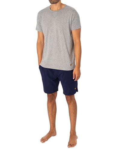 Image of Lyle & Scott Mens Jersey Pyjama Set Grey/Peacoat L