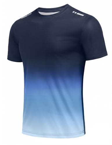 Image of PINSPARK Mens T-Shirts Gym Tops for Men Quick Dry Running Shirts Sport Athletic Top UPF 50+ Short Sleeve Moisture Wicking Workout T Shirt Blue L