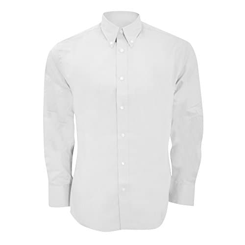 Image of Kustom Kit Mens Long Sleeve Tailored Fit Premium Oxford Shirt (16.5inch) (White)