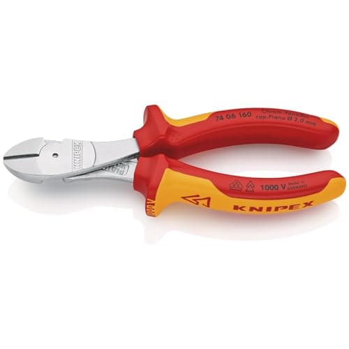 Image of KNIPEX 74 06 160 SB VDE Insulated High Leverage Diagonal Cutter, 160mm