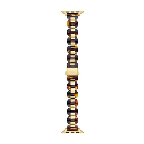 Image of Kate Spade New York Women's Tortoise Acetate Band For Apple Watch® Series 1-9 and SE, 38/40/41/42/44/45/49mm (Model: KSS0180E), Gold/Tortoise Scallop