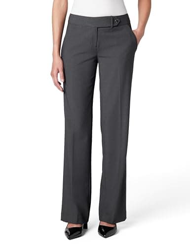 Image of Calvin Klein Women's Straight-Leg Classic Business Casual Pants, Charcoal, 10 Petite