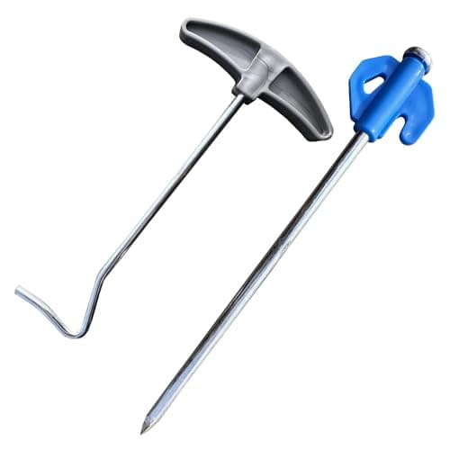 Image of OLPRO 20 Hard Ground Rock Pegs with Peg Puller and Storage Case - Stainless Steel Heavy Duty Ground Pegs for Camping and outdoor events
