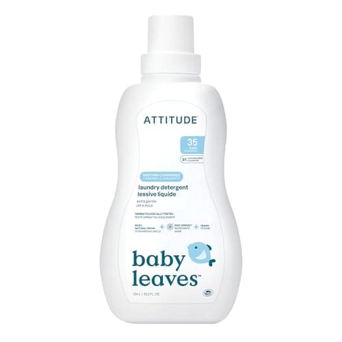 Image of ATTITUDE Baby Laundry Detergent Liquid, EWG Verified, Safe for Baby Clothes, Infant and Newborn, Vegan and Naturally Derived Washing Soap, HE Compatible, Soothing Chamomile, 35 Loads, 1.04 Liters