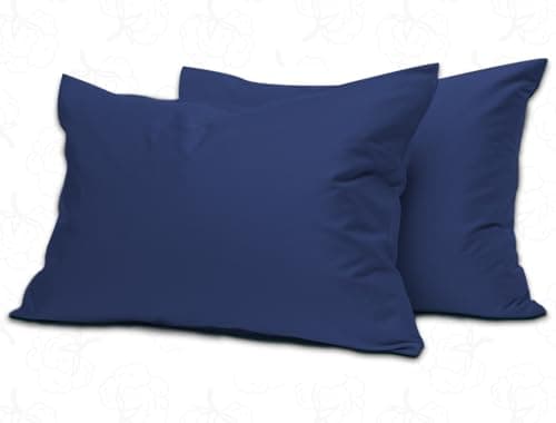 Image of MistyMorning Pillow Cases 2 Pack Soft & Premium Quality Bedding & Linen, Egyptian Cotton 200 Thread Count, Breathable & Envelope Closure in Standard Size (50x75+15 cm) (Navy, Pack of 2)