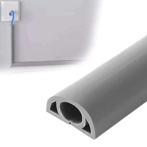 Image of 3.3-foot Self-adhesive PVC Cable Tray, Gray Cable Cover with Corner Pieces, Easy to Install, Suitable for Homes and Offices(2x1cm/0.8x0.4in)