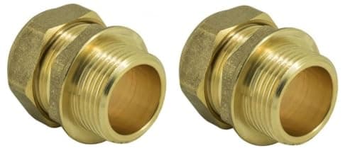 Image of hep® 22mm Compression by 3/4" BSP Brass Male Iron Coupler Straight Adaptors 22mm x 3/4" (Pack of 2)