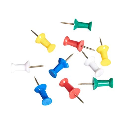 Image of Amazon Basics Push Pins, Assorted Colors, Steel Point, 200-Count
