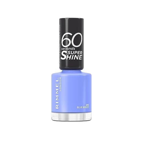 Image of Rimmel 60 Seconds Super Shine Nail Polish, Blue Breeze, Quick-Dry Nail Polish, Ultra-Shiny Finish, Easy to Apply, Vibrant Colour, Long-Wearing, Clean and Improved Formula, Vegan, 8ml
