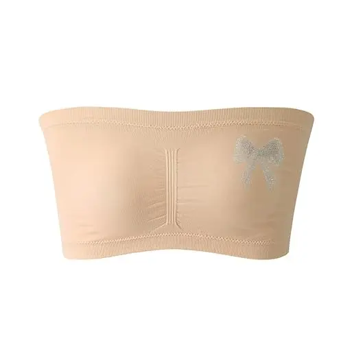 Image of 2026 Bras for Women Women‘s Underwire Strapless Multiway Bra Bandeau Seamless Supportive Bras Padded Top (Beige, XXXXL)