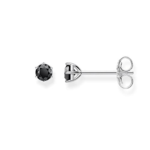 Image of Thomas Sabo Stud Earrings Black Stone 925 Sterling Silver H1964-051-11