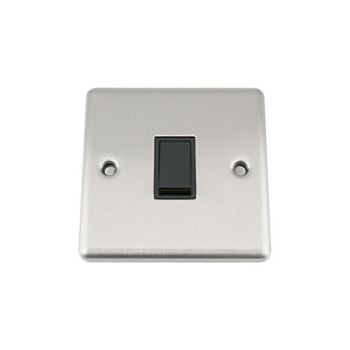 Image of A5 Intermediate Switch 1 Gang - Satin Matt Chrome - Classic - Black Insert Plastic Switch - 10 Amp Single 1 Gang
