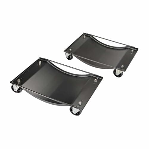 Image of FROST Car Wheel Dollies Set of 2 – 450kg Capacity Each, 345mm Tyre Width | Heavy Duty Steel with Swivel Castors for Automotive Workshop & Garage Use