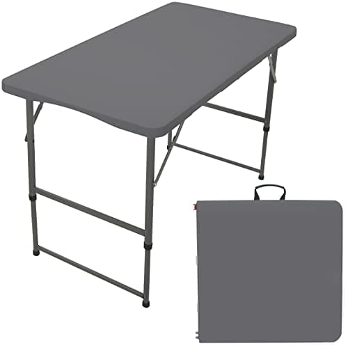 Image of Rainberg 4ft Heavy Duty Folding Table, Tabletop & Sturdy Metal Frame, Foldable Table with Handle, Waterproof, Portable, & Easy Assembly, Ideal for Parties, BBQ, Camping, Beach, Indoor & Outdoor Use