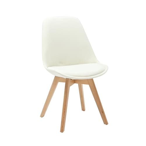 Image of RED HERON Velvet Upholstered Dining Chair with Solid Beech Wood Legs for Mid Century Modern Dining Room Living Room Bedroom Kitchen & Lounge (Cream, 1-Chair)