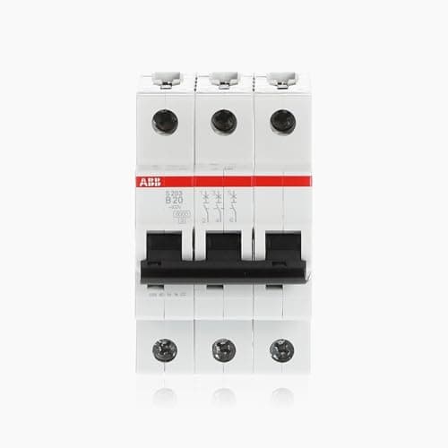 Image of ABB S203-B20 Miniature Circuit Breaker, 3 Pole, Type B, 6/10kA Breaking Capacity, 20 Amp Current (2CDS253001R0205)