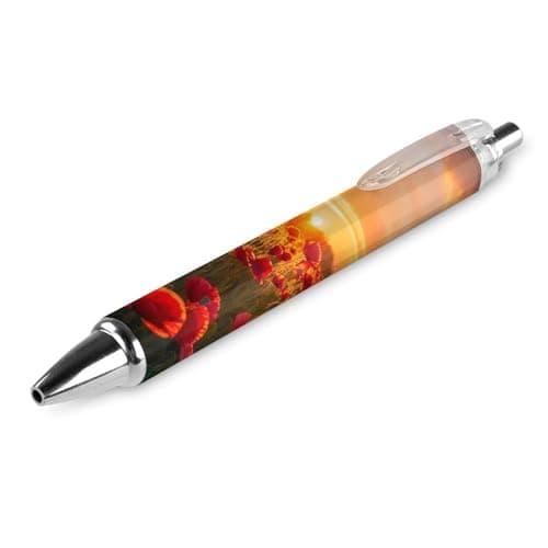 Image of THKVSV Poppy Field at Sunset Ballpoint Pens Black Ink Ball Point Pen Retractable Writing Pen for Men Women Office Supplies 1 PCS