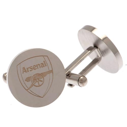 Image of Arsenal FC Round Stainless Steel Cufflinks (One Size) (Silver)