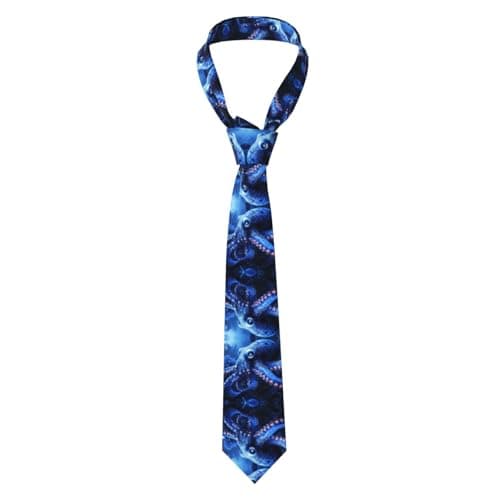 Image of WMASTNjgdA Elegant Mens Ties - Silk-Like Polyester Ties for Men | Customized Unique Patterns | Black, Red, Blue, Gold, Burgundy, White, Brown, Pink, Green & More Anthropomorphic octopus