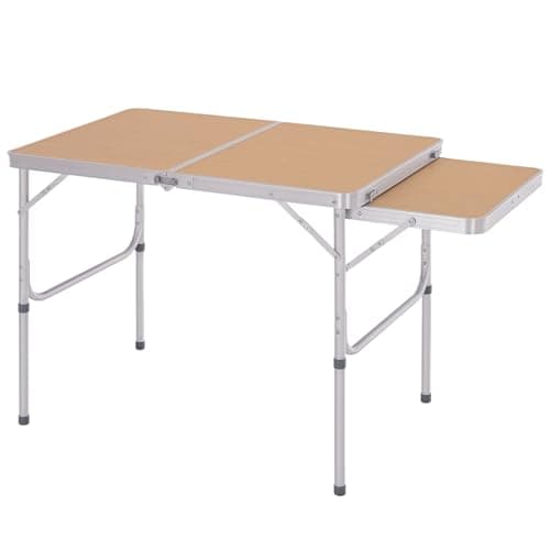Image of Outsunny 3ft Aluminium Picnic Table with Side Desktop Adjustable Outdoor BBQ Party Portable Folding Lightweight