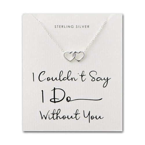 Image of Philip Jones Sterling Silver I Couldn't Say I Do Without You Bridal Heart Link Necklace