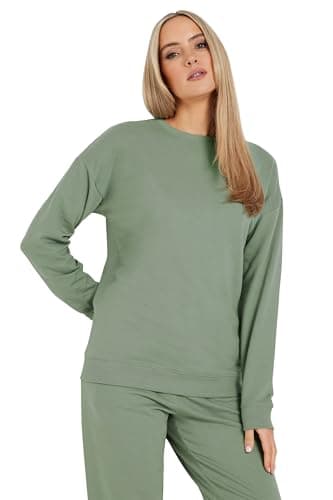 Image of Long Tall Sally - Lts Tall Sage Green Crew Neck Sweatshirt - Women's