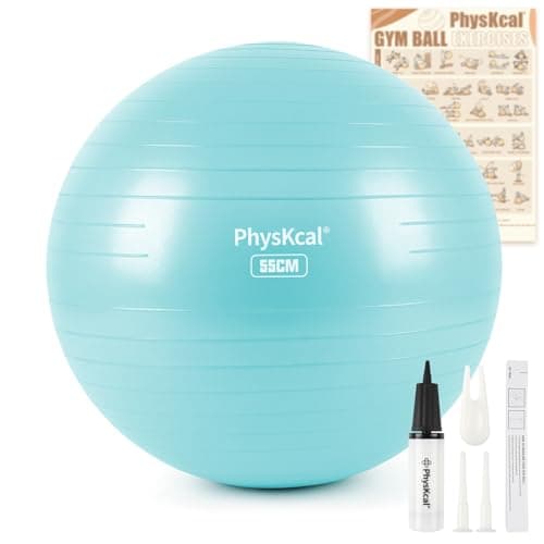 Image of PhysKcal PRO Gym Ball 55cm Blue, Anti-Burst Birthing Ball for Maternity & Labour, Yoga Exercise Swiss Ball for Fitness and Recovery