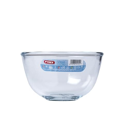 Image of Pyrex Classic Round Glass Bowl Ovenproof and Microwave Safe 1.0 Litre Transparent (Pack of 2)