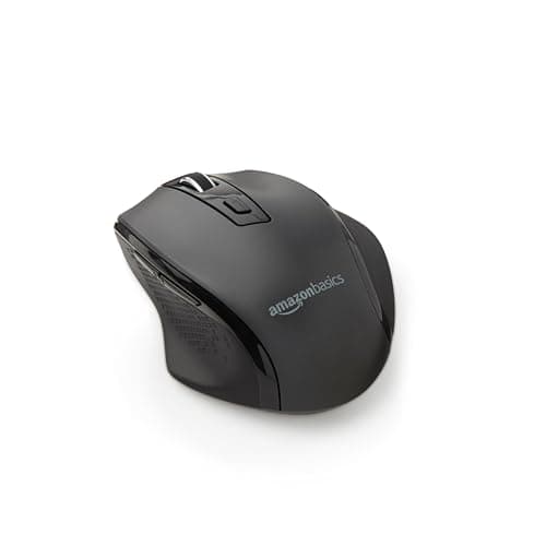 Image of Amazon Basics Wireless Mouse, Ergonomic Mouse with Adjustable DPI 600-3600, 2.4 GHz USB Receiver for Home Office Laptop Desktop, Black