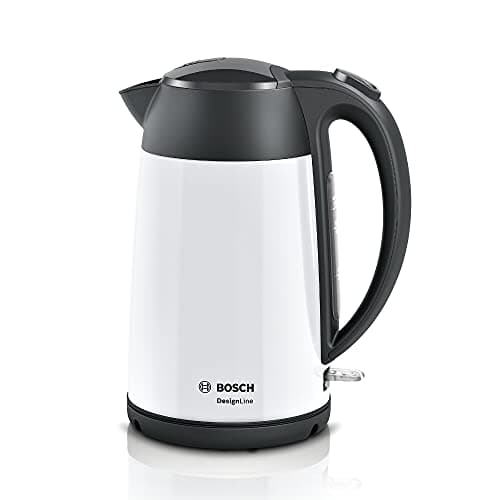 Image of Bosch DesignLine TWK3P421GB Stainless Steel Cordless Kettle, 1.7 Litres, 3000W - White & Black