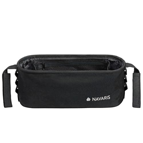 Image of Navaris Pram Bag - Pushchair Accessories - Stroller Bag Organiser - Buggy Baby Bags for Prams - Durable Polyester Material - 2 Straps - 30 x 10 x 12cm (11.8 x 3.9 x 4.7) - Black