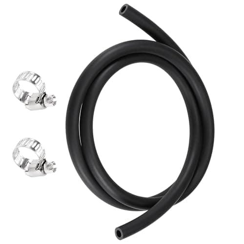 Image of TOP-VIGOR Lubricating Oil Hose, 6mm x 10mm x 1M Rubber Tubing Hose Rubber Pipe, Water Tube with 2pcs Clamps for Irrigation, Small Equipment, Outdoor, Garden Water Tubing, Black