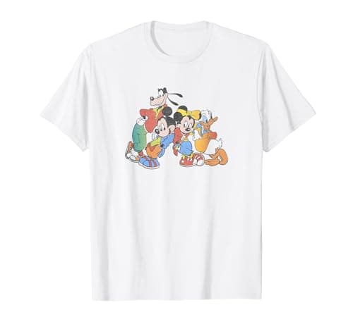 Image of Disney Characters Cali Vintage Young Men's Short Sleeve Tee Shirt, White/Blue, Large