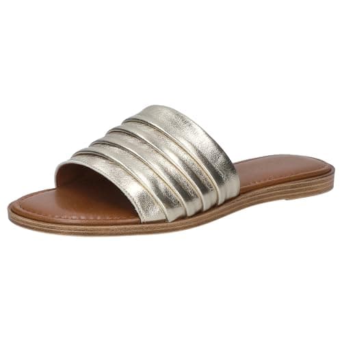Image of Bella Vita Made in Italy Women's Rya-Italy Flat Sandal, Champagne Italian Leather, 5.5 UK