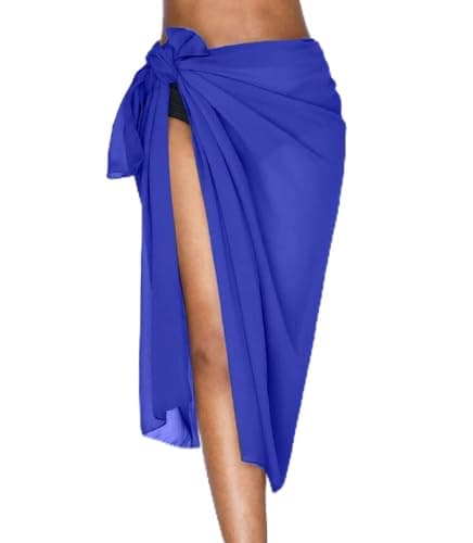 Image of UMIPUBO Beach Sarong for Women Swimwear Bikini Cover Up Chiffon Wrap Sarongs Beach Pareo Long Skirts Dress Elegant Summer Swimsuit Cover-ups Scarf Shawl Beachwear(Navy, One Size)