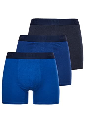 Image of Superdry Men's Boxer Multi Triple Pack Shorts, Navy/Bright Blue/Mazarine, M (Pack of 3)