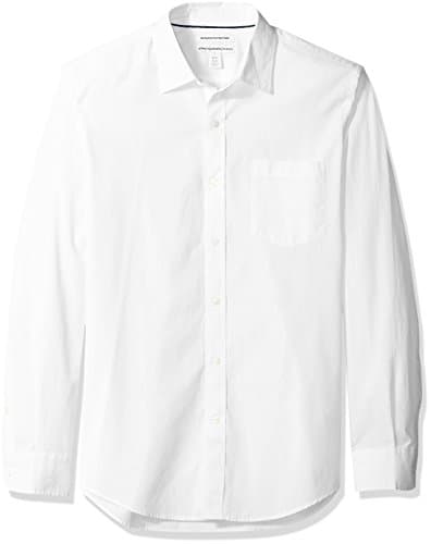 Image of Amazon Essentials Men's Slim-Fit Long-Sleeve Poplin Shirt, White, M