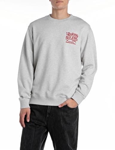 Image of Replay Men's M3072 Sweatshirt, M06 Light Grey Melange, M