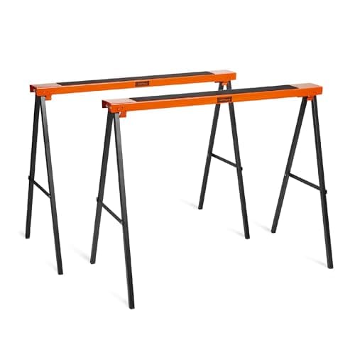 Image of VonHaus Saw Horse Pair - Saw Horses Twin Pack with 200kg Weight Capacity - Log Workbench, Lightweight with Carry Handle and Non-Slip Work Surface - Portable Cutting Horse for Cutting Logs