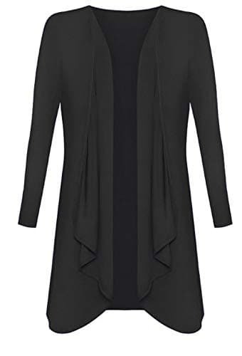 Image of Candid Styles Womens Ladies Plus Size Long Sleeve Waterfall Cardigan Top Duster Coat Jacket, XXL 20-22 Plus Size, Black