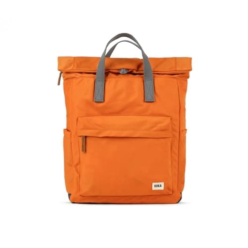Image of ROKA Canfield Roll Top Backpack for Women & Men - Large Nylon Roll Top Rucksack w/Magnetic Closure - Work, School, Travel Backpack - Burnt Orange